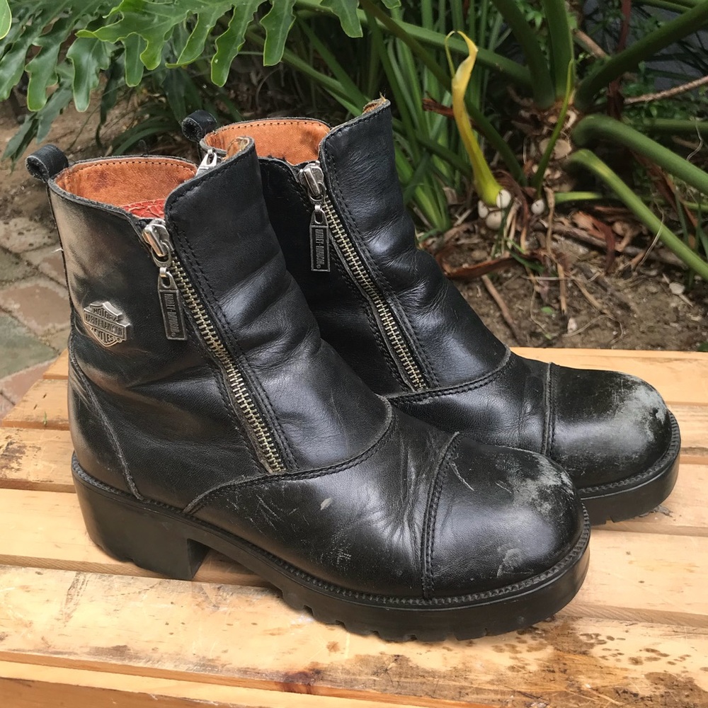 Harley Davidson Double Zipper Motorcycle Boots